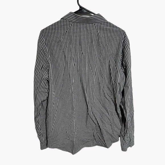 Van Heusen Flex3 Slim Fit Button Front Shirt Mens Size Large Gray Plaid - Picture 2 of 3